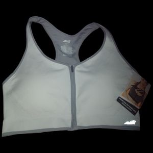 White Avia Seamless Zip Front Sports Bra - Medium Support - Size XXXL